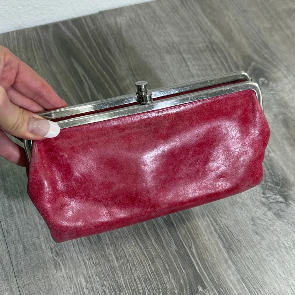 HOBO Red Leather Clutch with Silver Accents